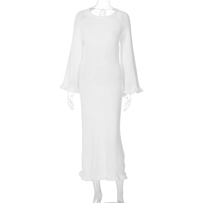 Sexy Backless Woolen Sweater Maxi Dress - Image 4