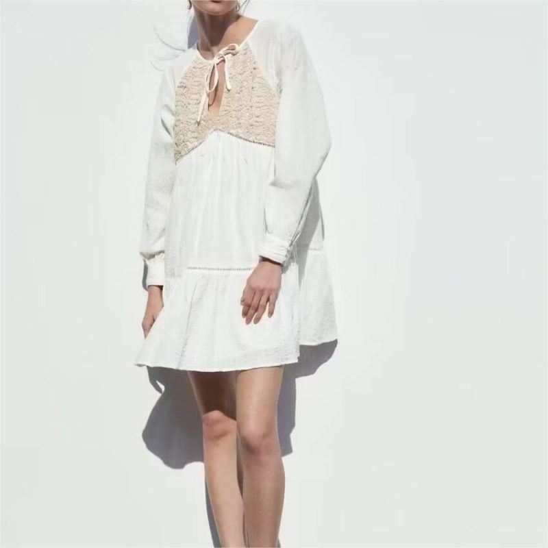 Women’s Casual Loose Needle Stitching Dress – Fall