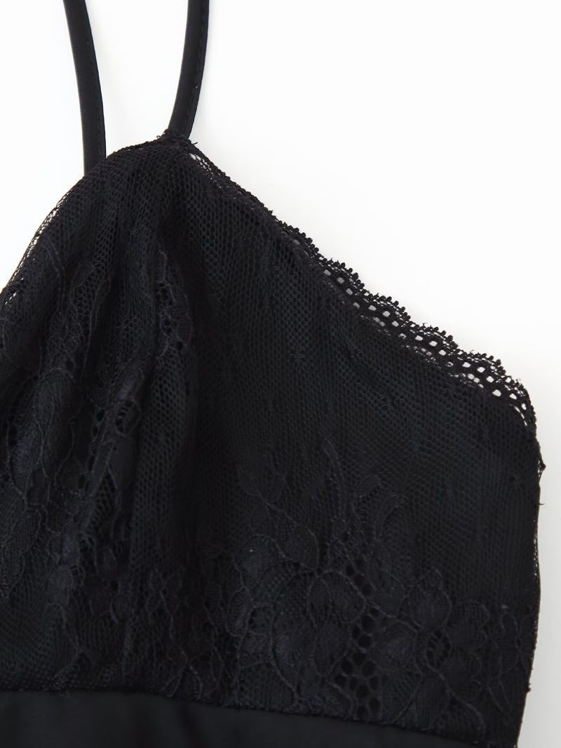 Sexy Halter Backless Lace V-Neck Patchwork Suspender – Spring Summer - Image 3