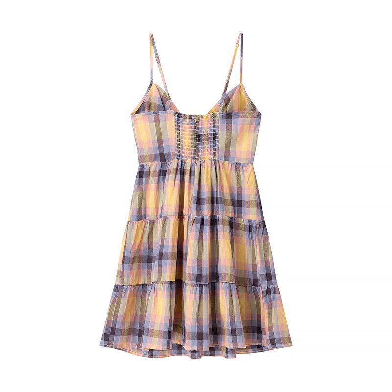 Women’s Plaid Sling Dress – Casual & Chic - Image 4