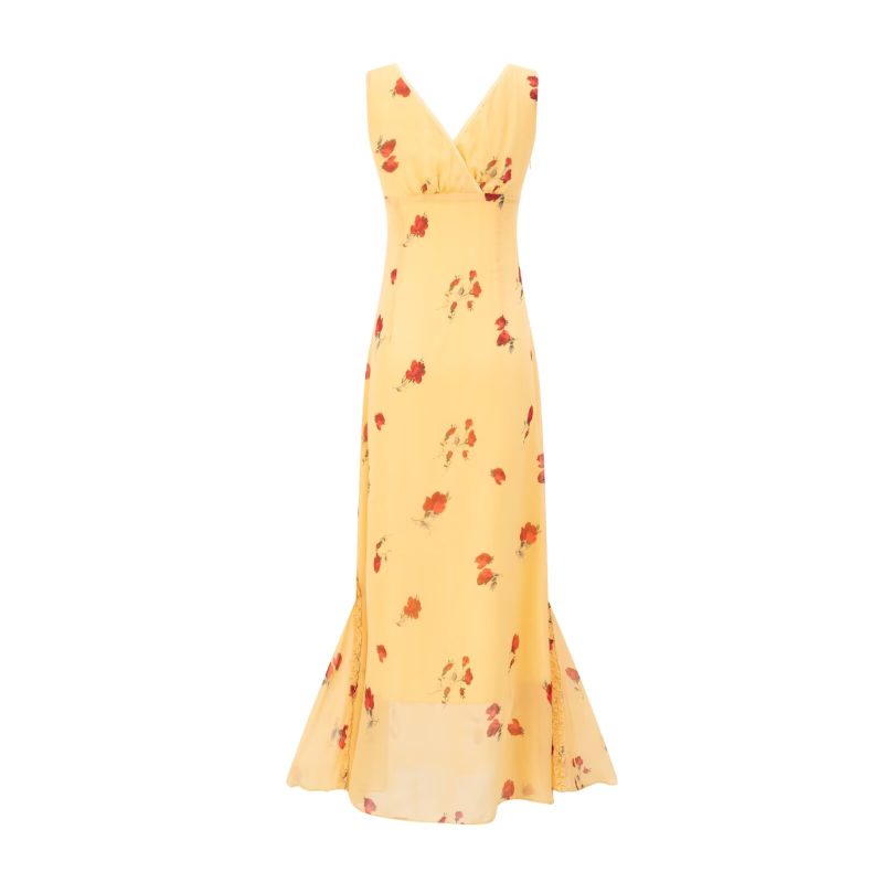 Summer Dusk Rose Lace Sling Floral Maxi Dress – Slimming Cinched Style - Image 2