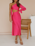 Hollow Out Cutout Single Sleeve Summer Dress