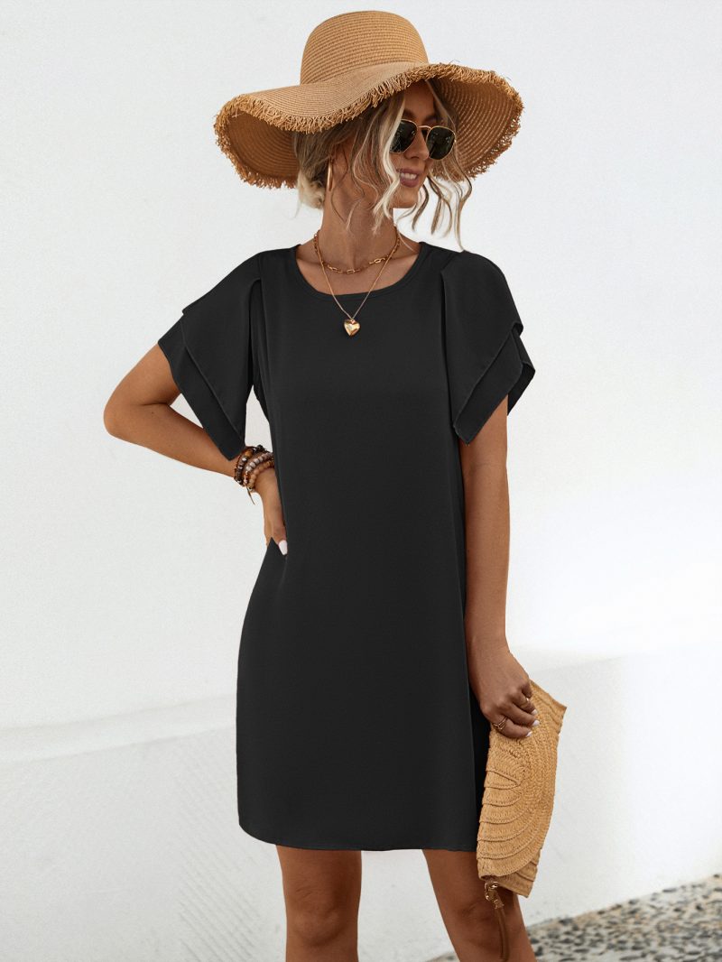 Spring Summer Double Layer Ruffle Sleeve Dress Women - Image 3