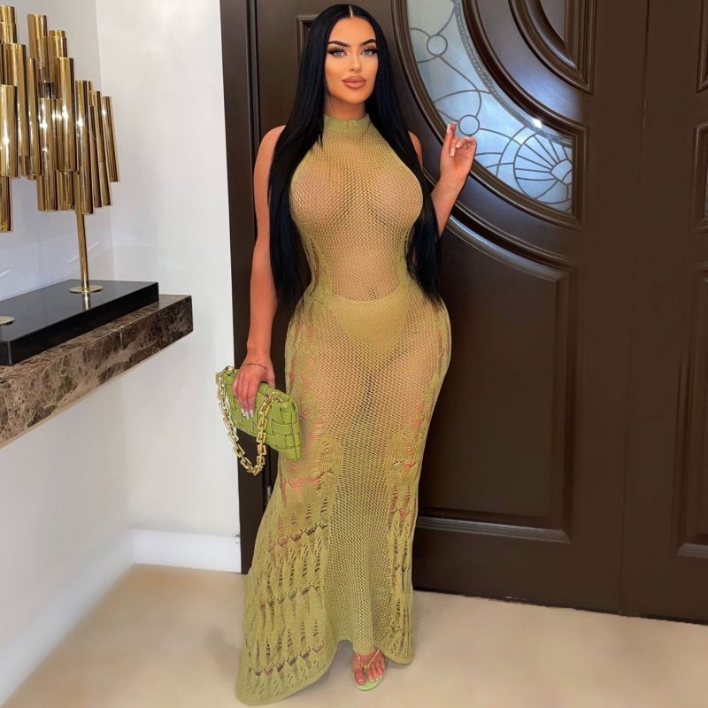 Fashionable Sexy Knitted Hollow Out Beach Dress - Image 2