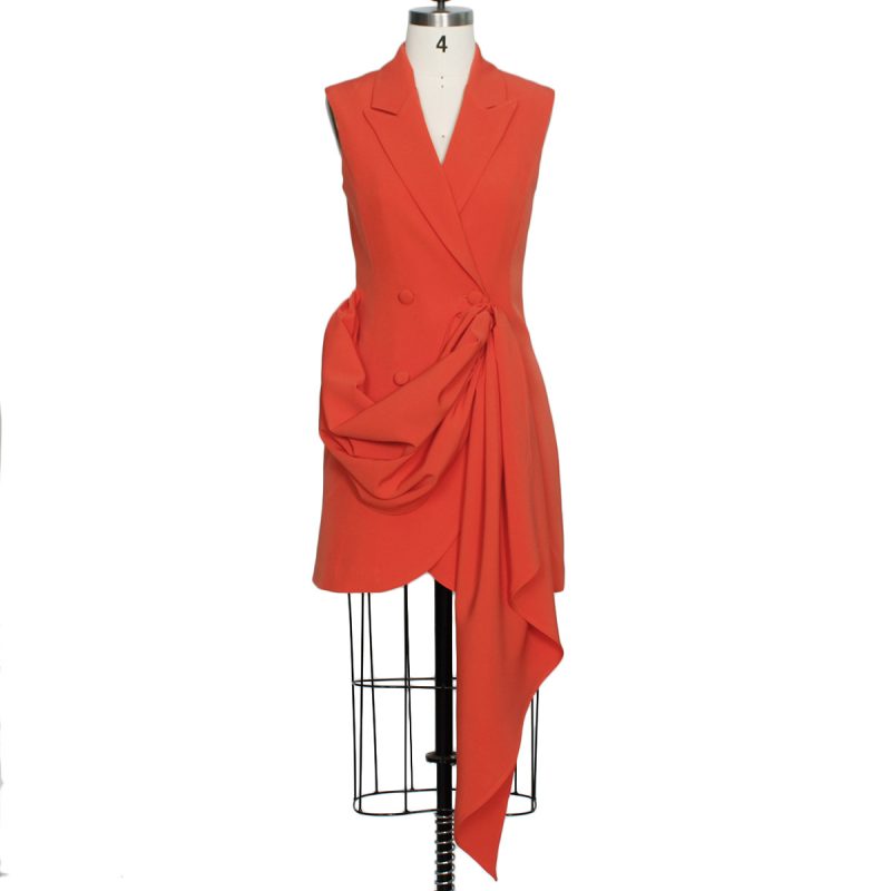 Sexy Sleeveless Solid Color Blazer Dress - Image 3