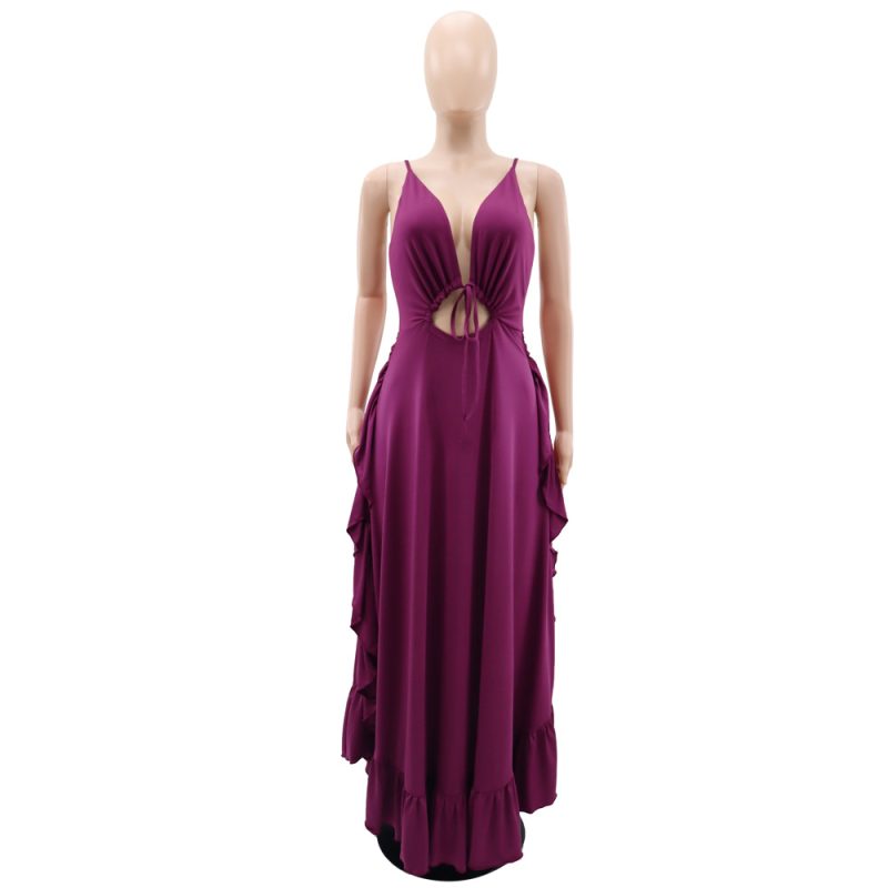 Sexy Backless Ruffle High Waist Spaghetti Strap Dress - Image 3