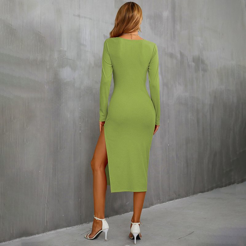 Autumn Winter Sexy Cutout Knitted Sheath Dress - Image 4