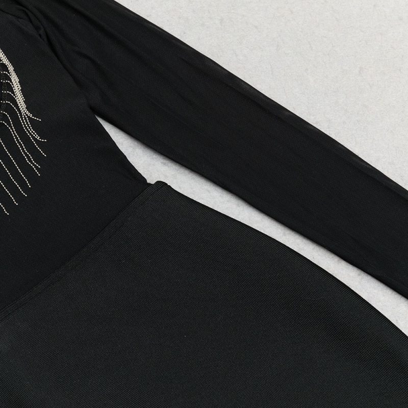 Sexy Tube Top Mesh Back Slit Long Sleeve Dress - Image 4