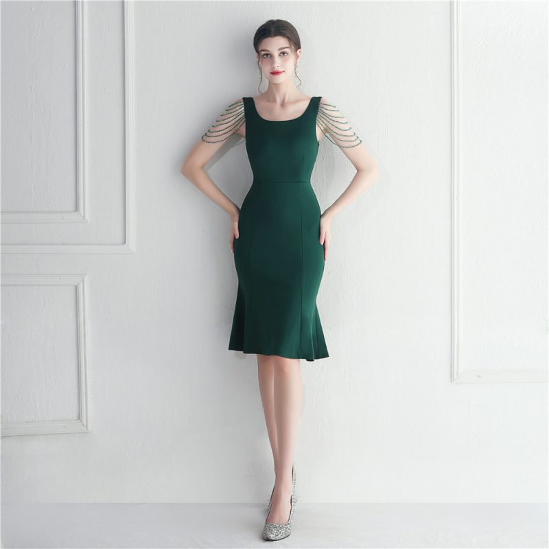 Short Beaded Bridesmaid Welcome Car Model Dress - Image 4