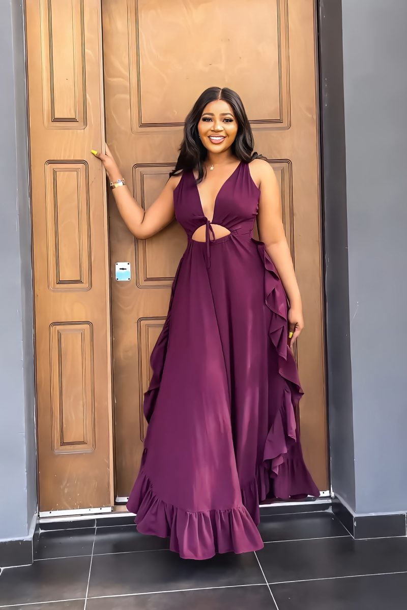 Sexy Backless Ruffle High Waist Spaghetti Strap Dress - Image 2