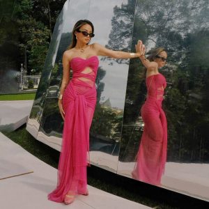 Spring Sexy Off-Shoulder See-Through Tube Dress