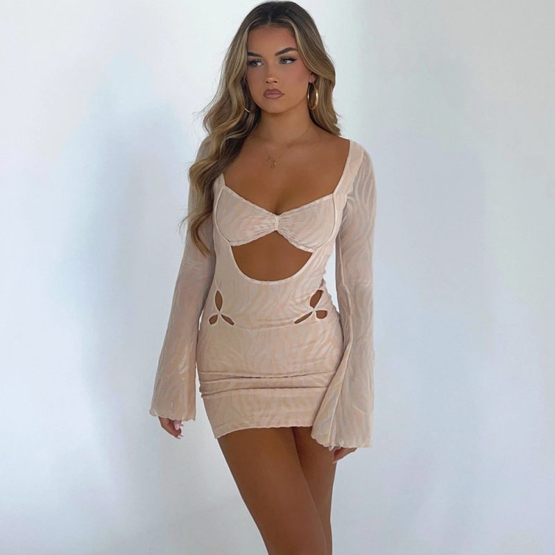 Women’s Sexy Mesh Flocking Tube Dress – Street Style - Image 4