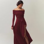 Autumn Winter Sexy Off-Shoulder Cutout Bow Dress