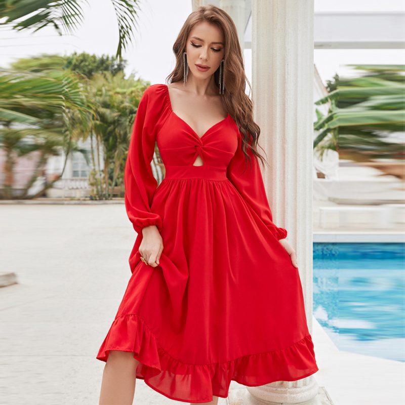 Sweet Summer Chiffon Hollow-Out Midi Dress