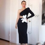 Sexy Black Diagonal Collar Bandage Dress