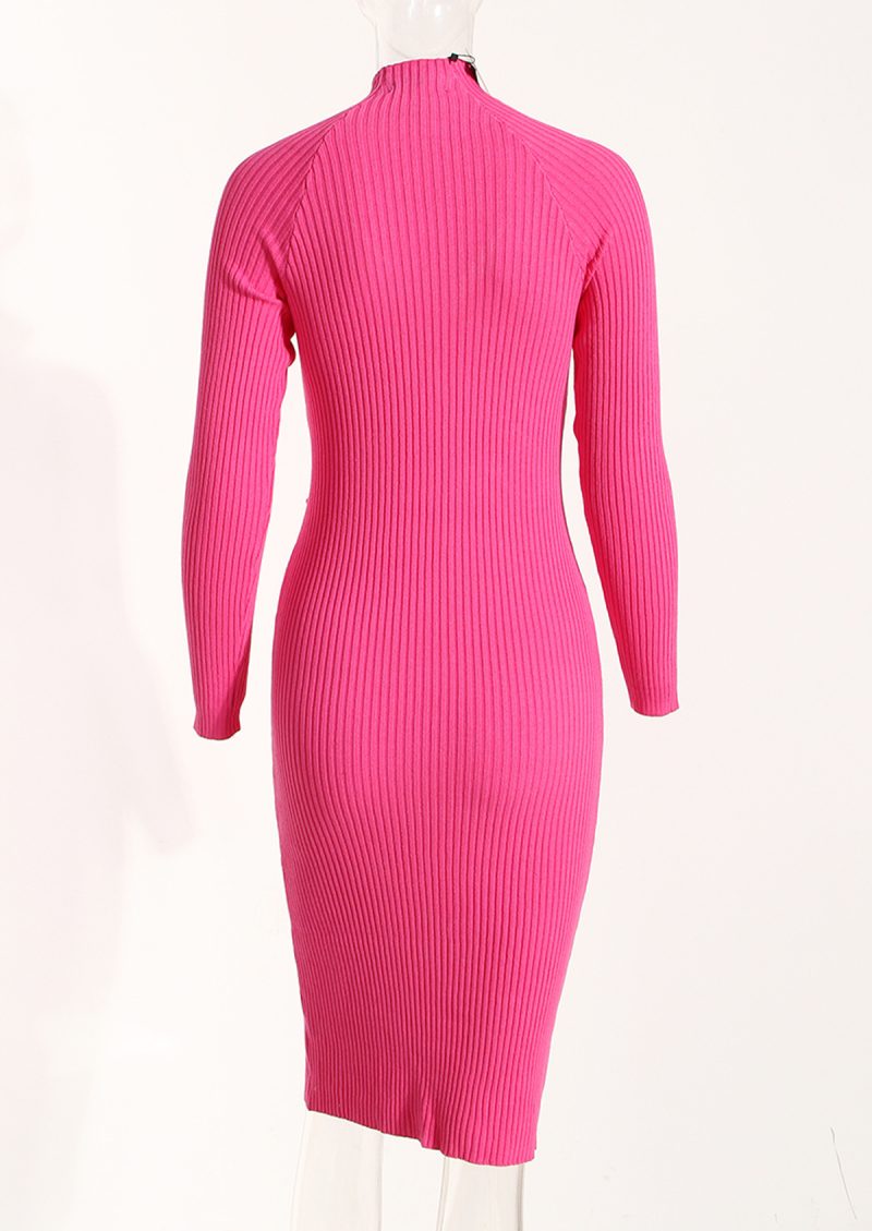 Sexy Cutout Twisted Knitted Autumn Dress - Image 2