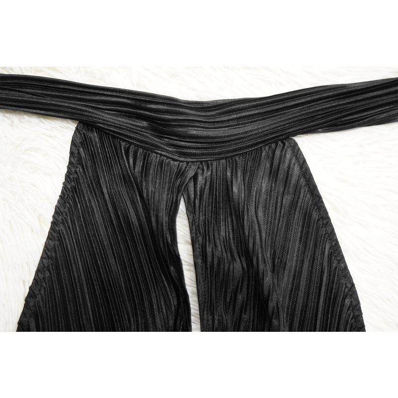 Sexy Backless Solid Color Pleated Dress - Image 4