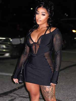 Sexy Solid Color Deep V Plunge Mesh Stitching Dress