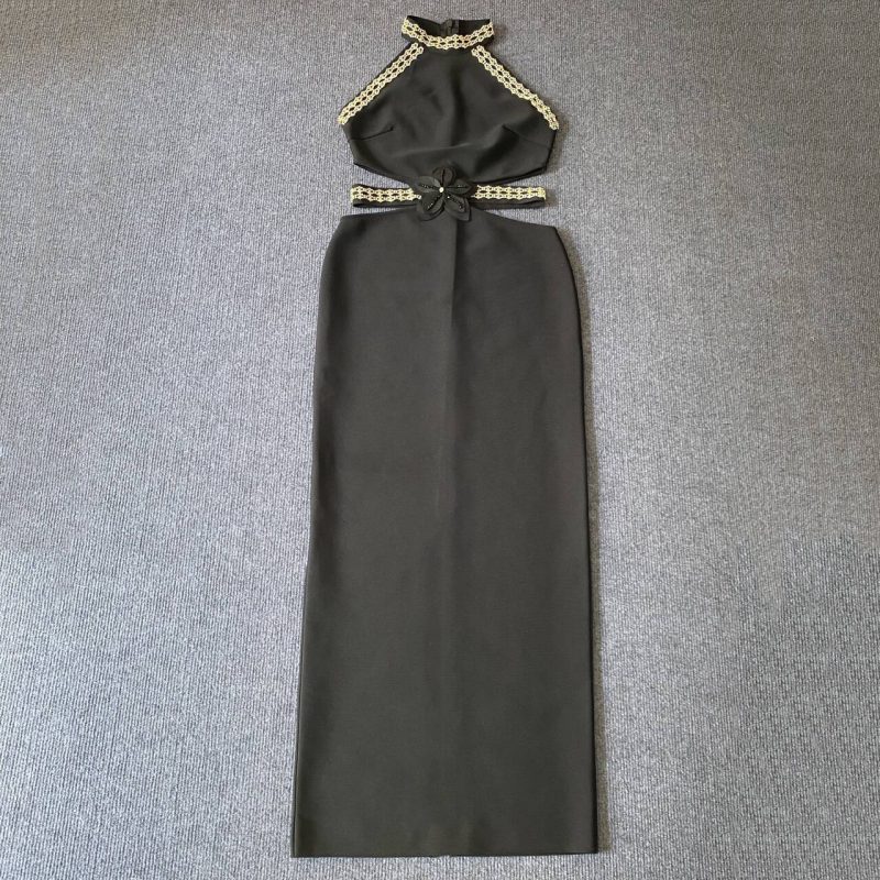 Sexy Cutout Rhinestone Bandage One-Piece Dress - Image 2