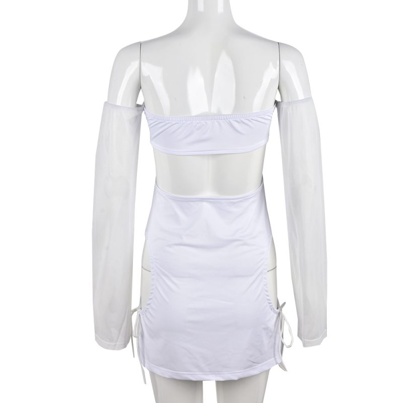 Sexy Tube Mesh Lace-Up Backless Hip Dress - Image 4