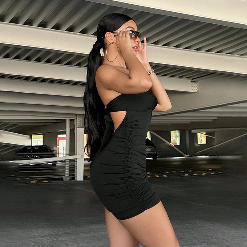 Milk Silk Back Lace Up Bodycon Dress - Image 3