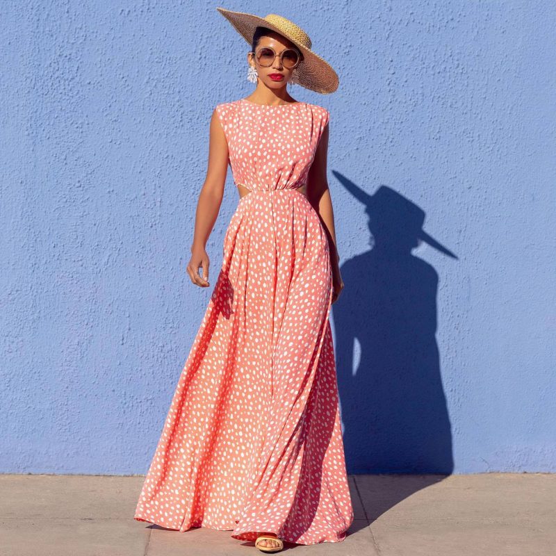 Summer Polka Dot Round Neck Dress Women
