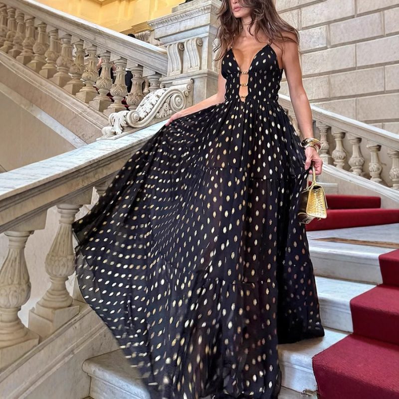 Casual Loose Chiffon Print Suspender Summer Dress