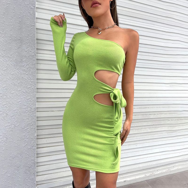 Autumn Winter Hollow-Out Cutout Sheath Dress