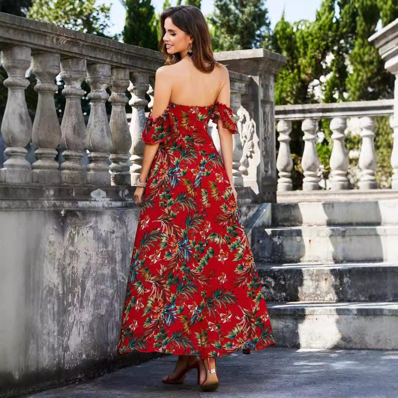 Summer Printed Hollow Out Tied Backless Dress - Image 4