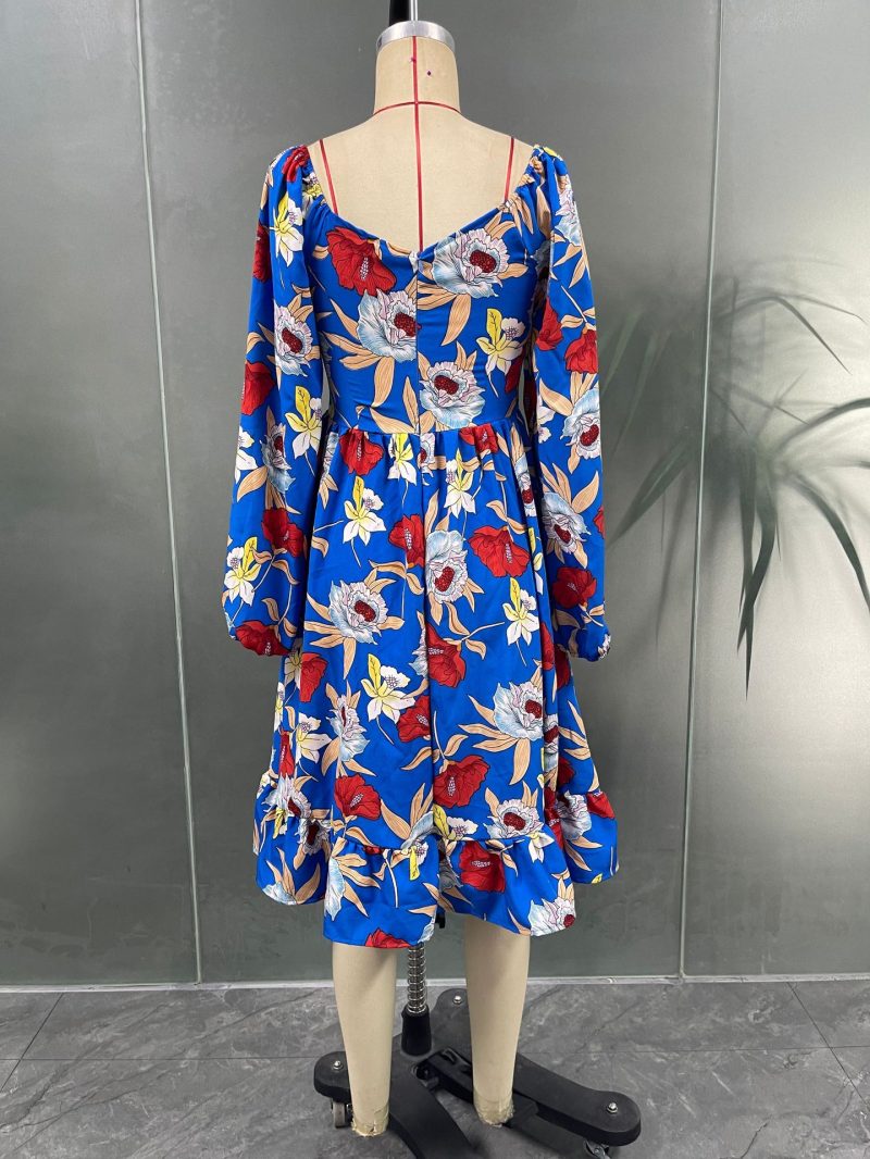 Women’s Autumn Chiffon Digital Print High Waist Dress - Image 3