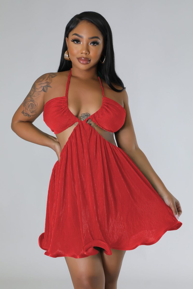 Off-Shoulder Pleated Ruffle Dress for Women - Image 2