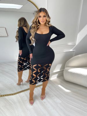 Women's Sexy Cutout Floral Sheath Bodycon Dress