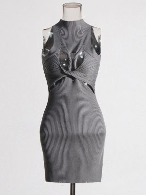Sexy Sleeveless Hollow Out Twist Slim Fit Dress