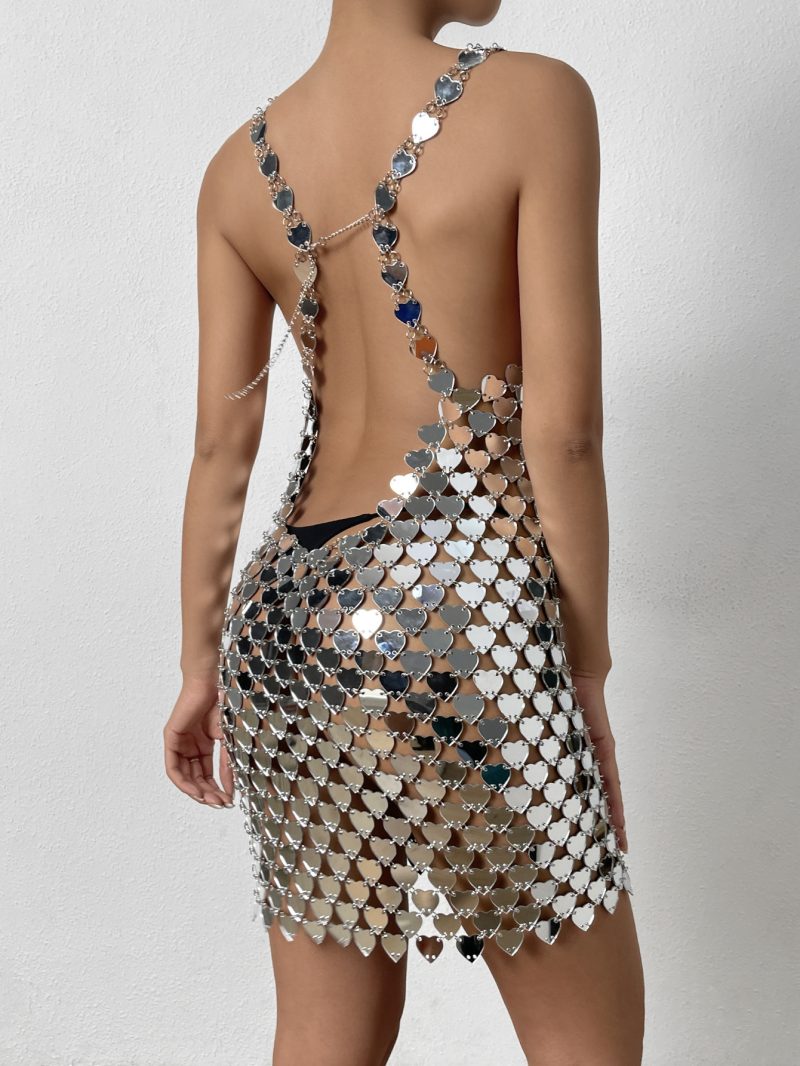 Autumn Sexy Backless Sheath Acrylic Dress - Image 4