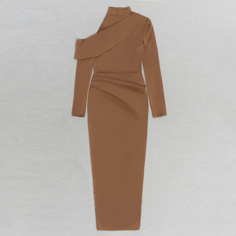 Simple Sexy Round Neck Lace Side Slit Dress - Image 2