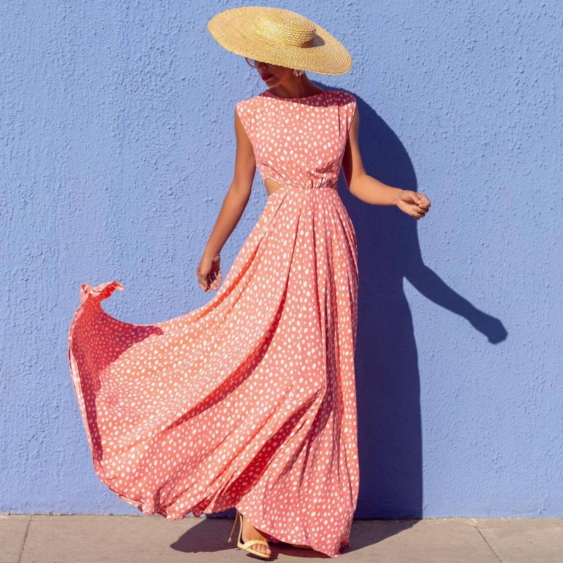 Summer Polka Dot Round Neck Dress Women - Image 2