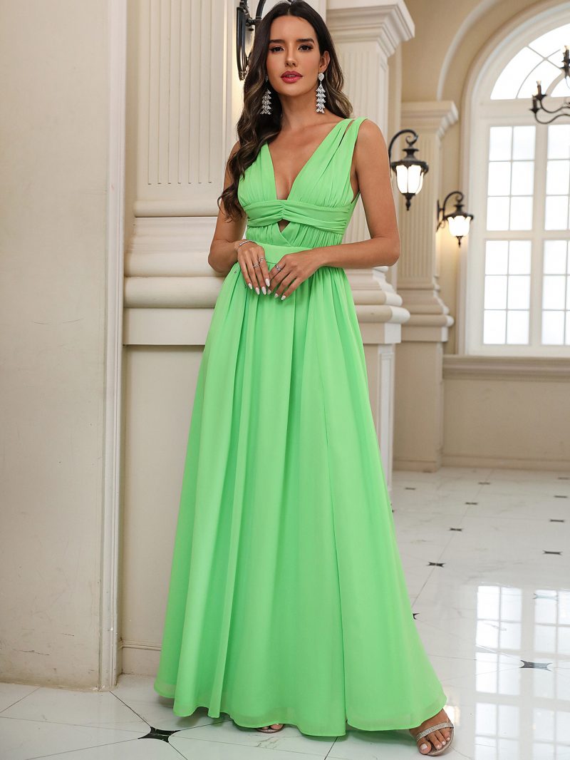 Sexy Backless High Slit V Neck Maxi Dress - Image 2