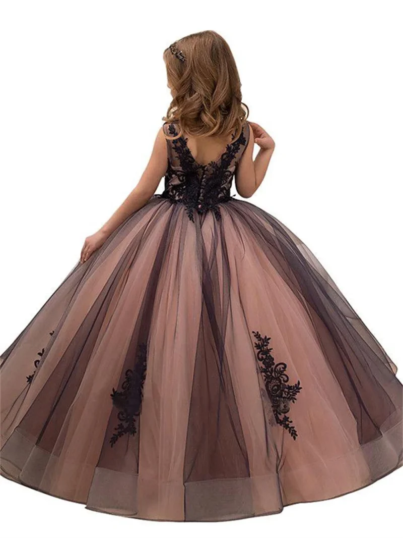 Black Lace Tulle Flower Girl Dress 2025 - Image 2