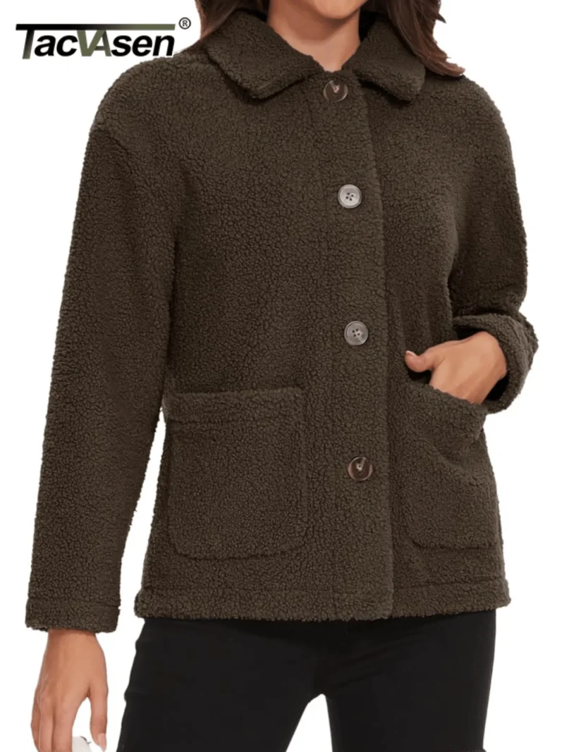Women's Winter Sherpa Fleece Button Jacket - Image 6