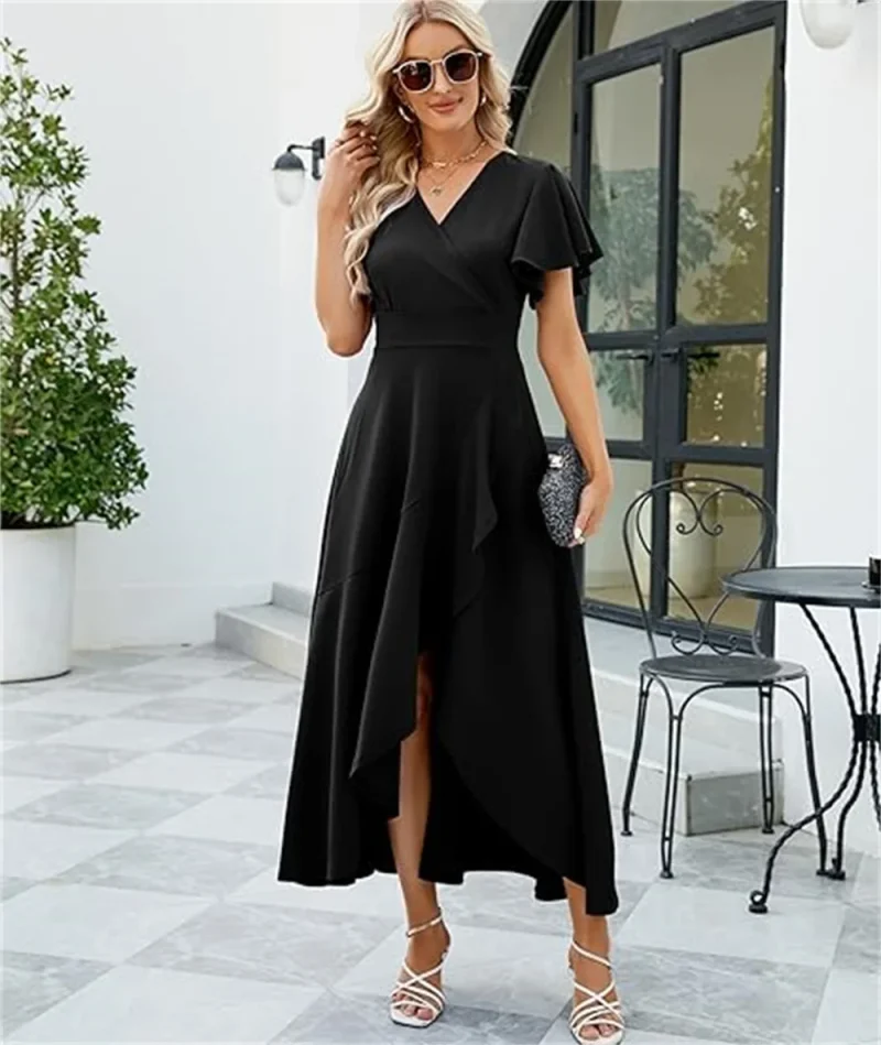 Elegant Black V-Neck Formal Dress - Image 5