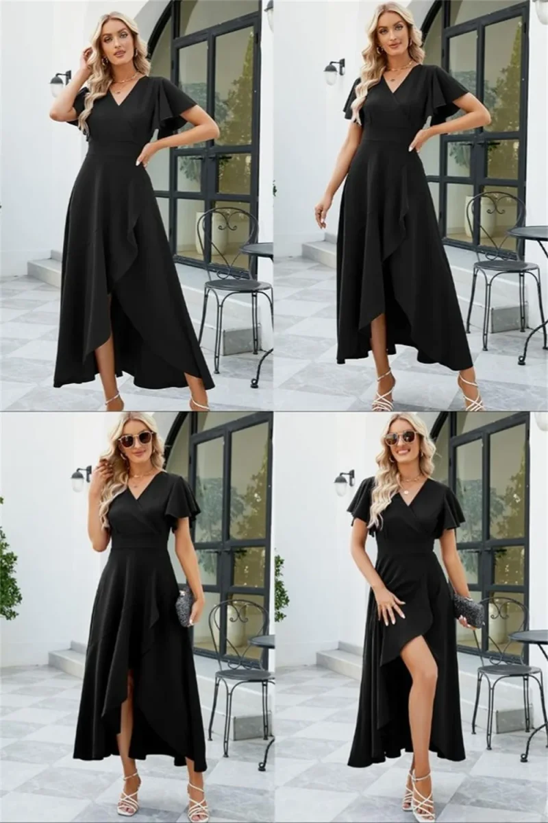 Elegant Black V-Neck Formal Dress - Image 4