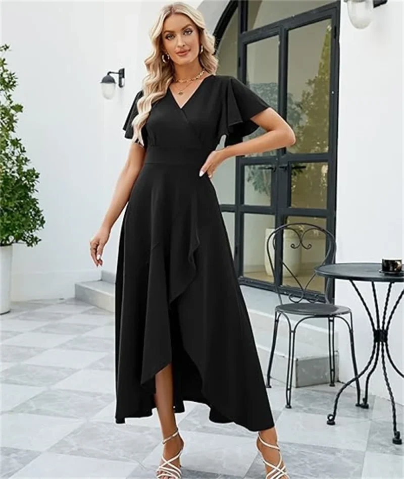 Elegant Black V-Neck Formal Dress - Image 6