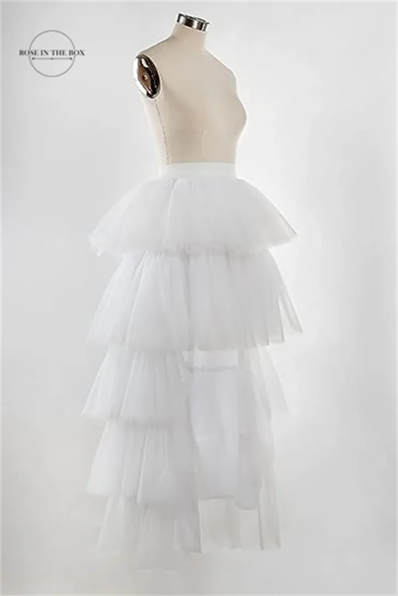 Red Puffy Tulle High-Low Skirt - Image 5