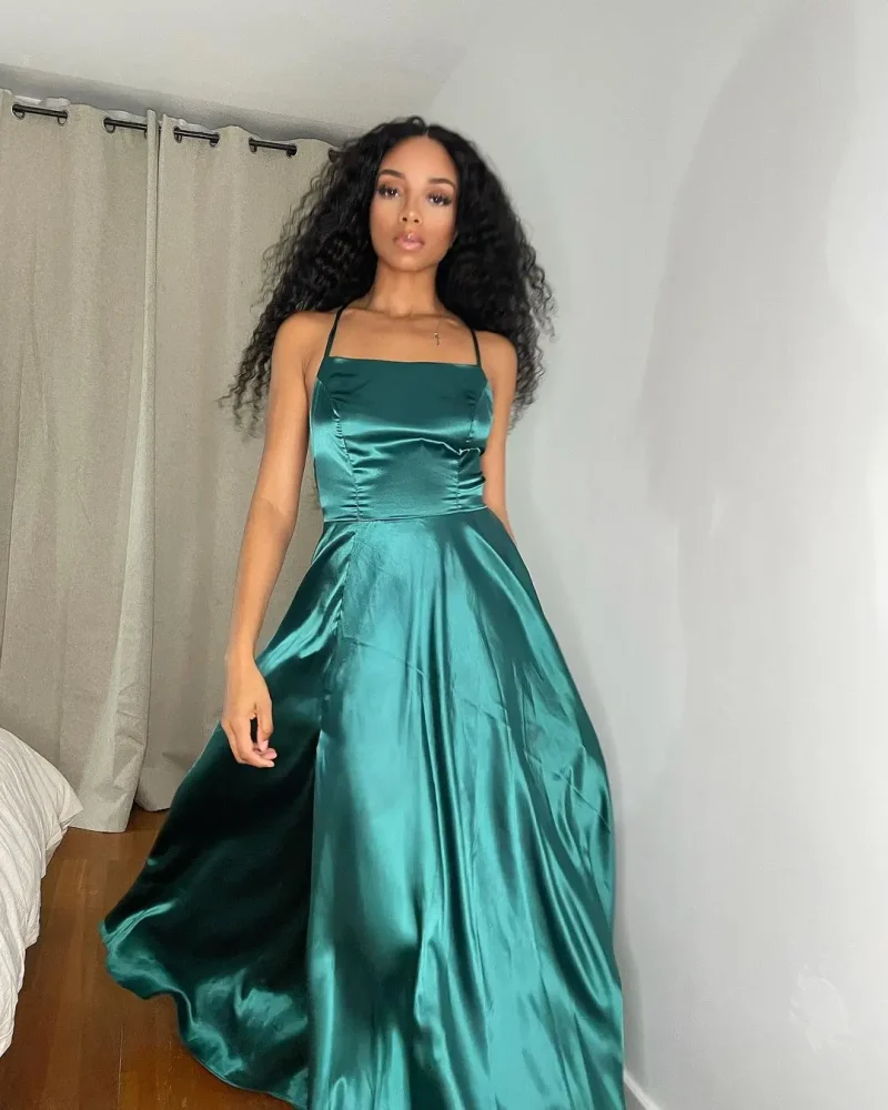 Sexy Spaghetti Strap A-Line Maxi Dress - Image 3