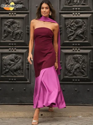 Shawl Collar Off-Shoulder Maxi Dress