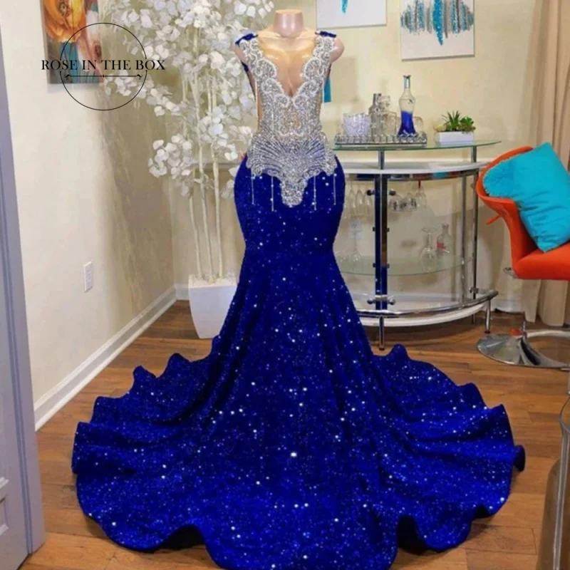 Sparkly Royal Blue Mermaid Prom Dress