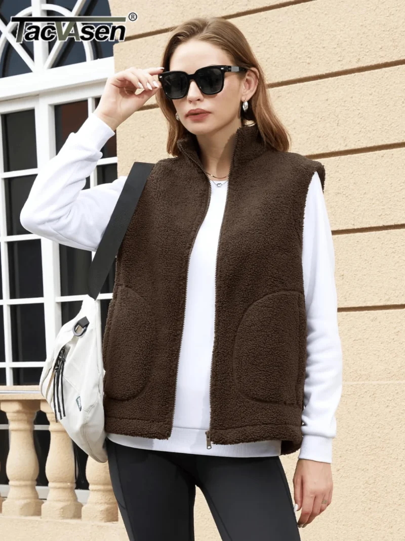 Women's Polar Fleece Stand Collar Vest - Image 3