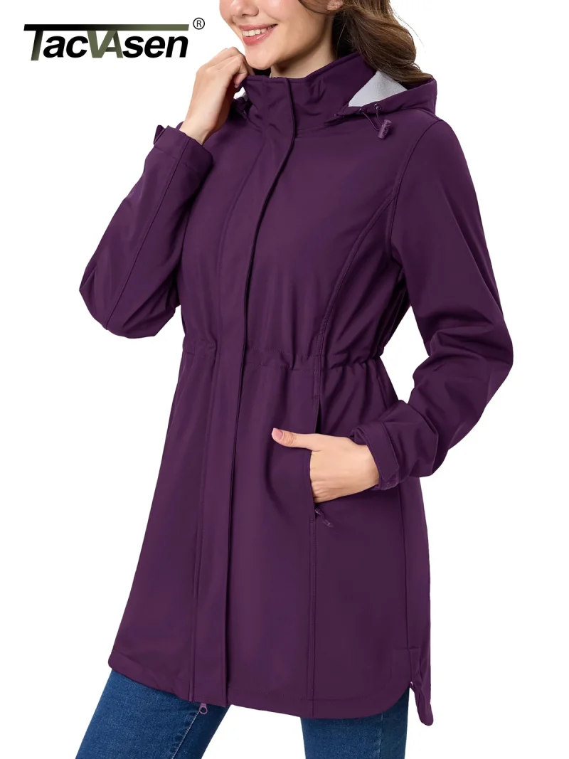 Women’s Long Hooded Waterproof Hiking Jacket - Image 3