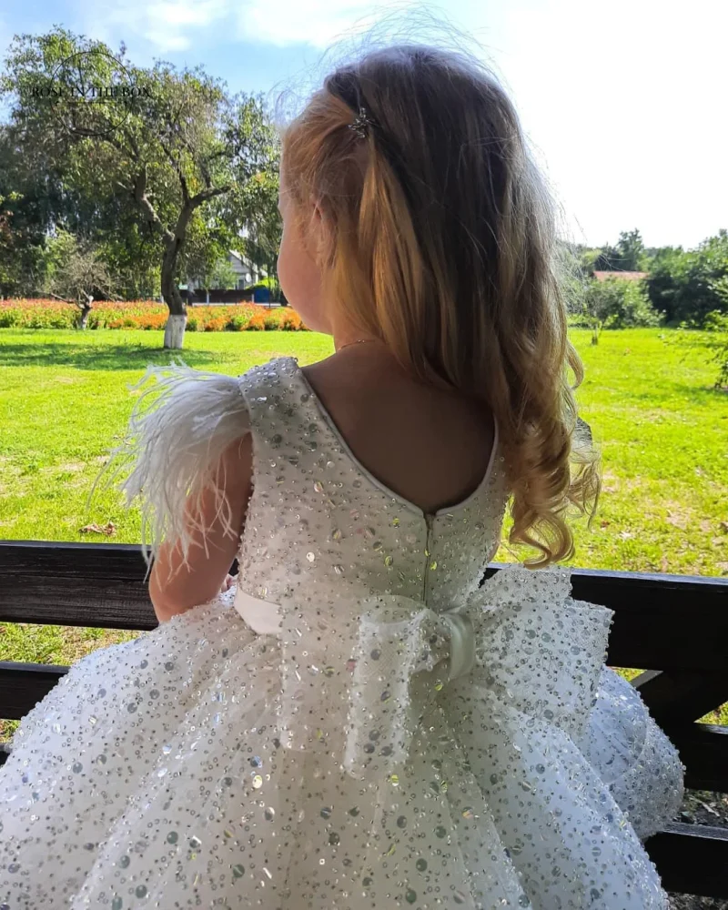 White Glitter Flower Girl Ball Gown - Image 2