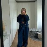 Vintage Denim Coat & High-Waist Jeans Set - Image 2